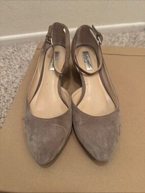 Halogen Taupe Suede Pointed-Toe Slingback Heels